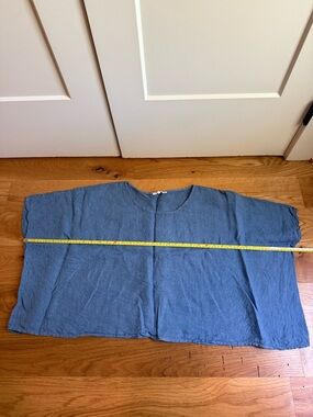 Blue Lightweight Boxy Linen Top